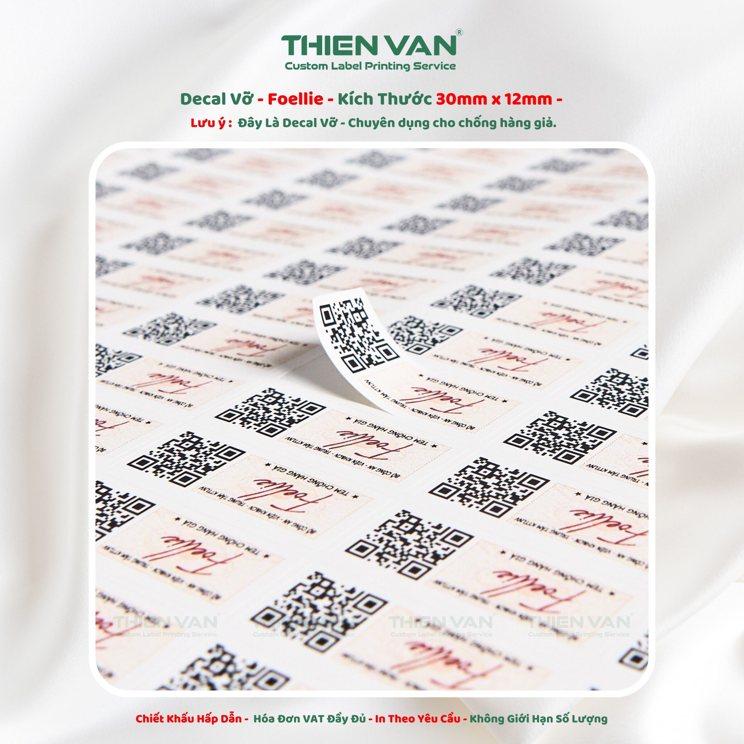 Decal vỡ - tem chống giả 30mm x 12mm - Ảnh 2