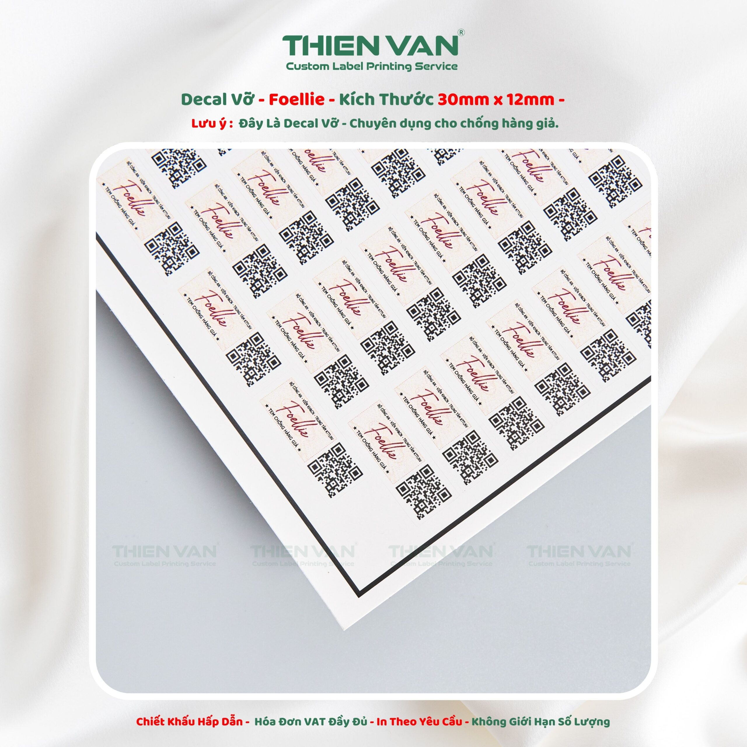 Decal vỡ - tem chống giả 30mm x 12mm - Ảnh 3