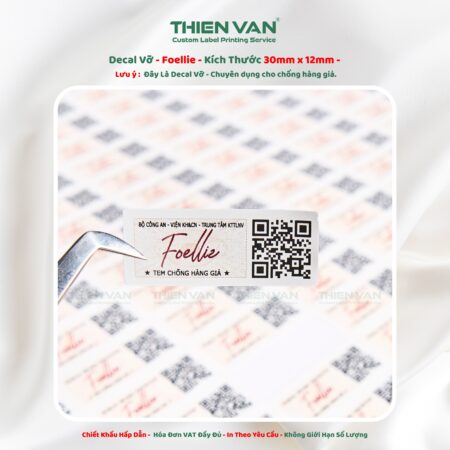 Decal vỡ - tem chống giả 30mm x 12mm