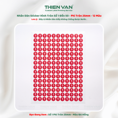 Nhãn Dán Số Thứ Tự 1 Đến 50 Phi Tròn 25mm 12 Màu Đánh Dấu Phân Biệt Sản Phẩm Thien Van