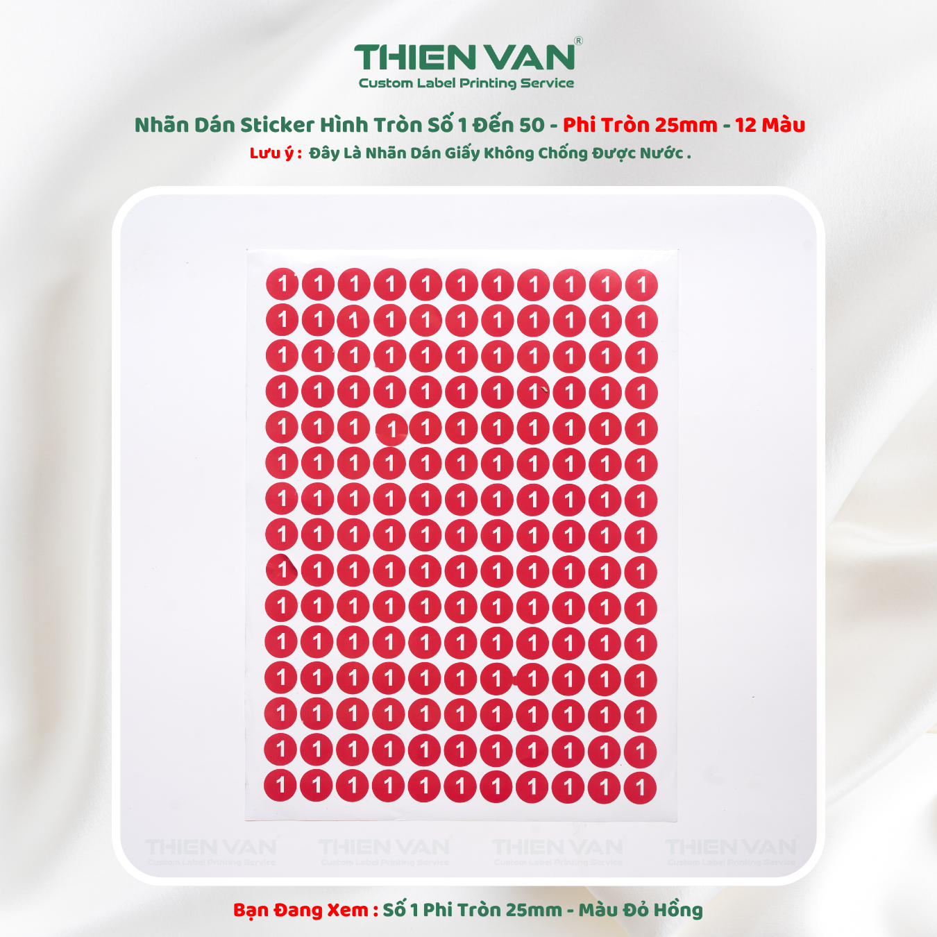 Nhãn Dán Số Thứ Tự 1 Đến 50 Phi Tròn 25mm 12 Màu Đánh Dấu Phân Biệt Sản Phẩm Thien Van