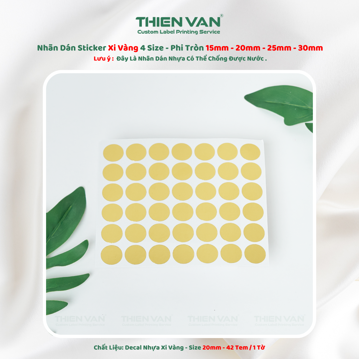 Tem Nhãn Decal Xi Vàng Phi Tròn Không Thấm Nước 4 Size Dán Logo Sản Phẩm Thien Van - Ảnh 6
