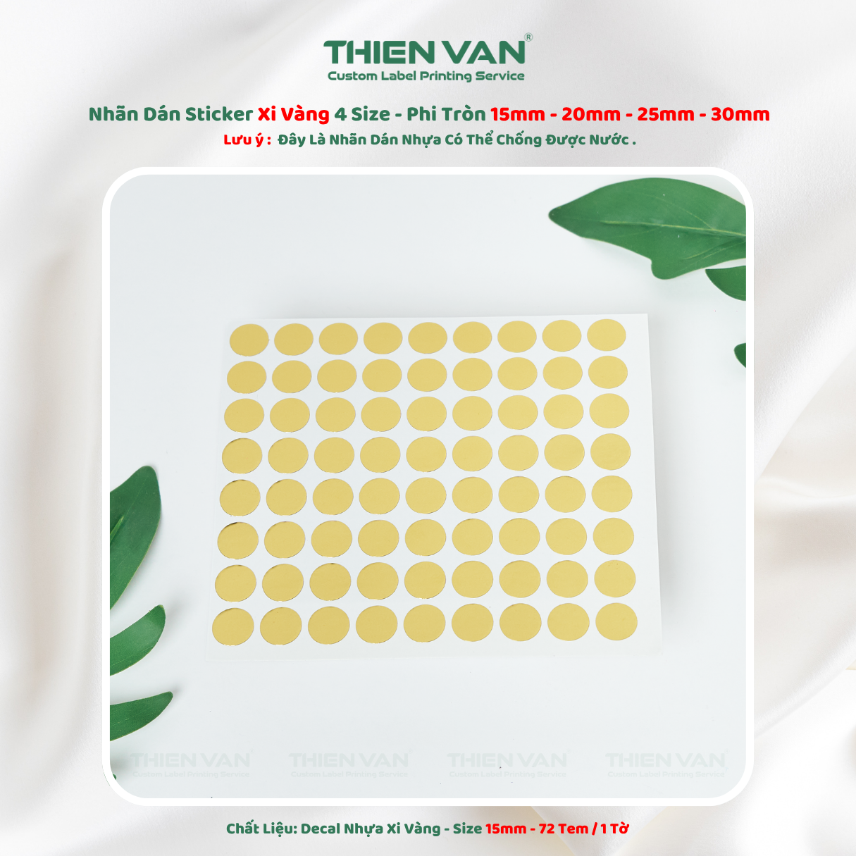 Tem Nhãn Decal Xi Vàng Phi Tròn Không Thấm Nước 4 Size Dán Logo Sản Phẩm Thien Van - Ảnh 7