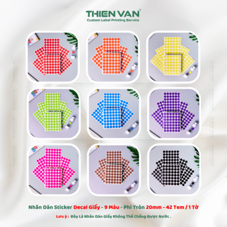 Sticker Nhãn Dán Phi Tròn ( 1Cm Đến 5Cm ) - Nhiều Màu - Hình Tròn Đa Dạng Màu Sắc